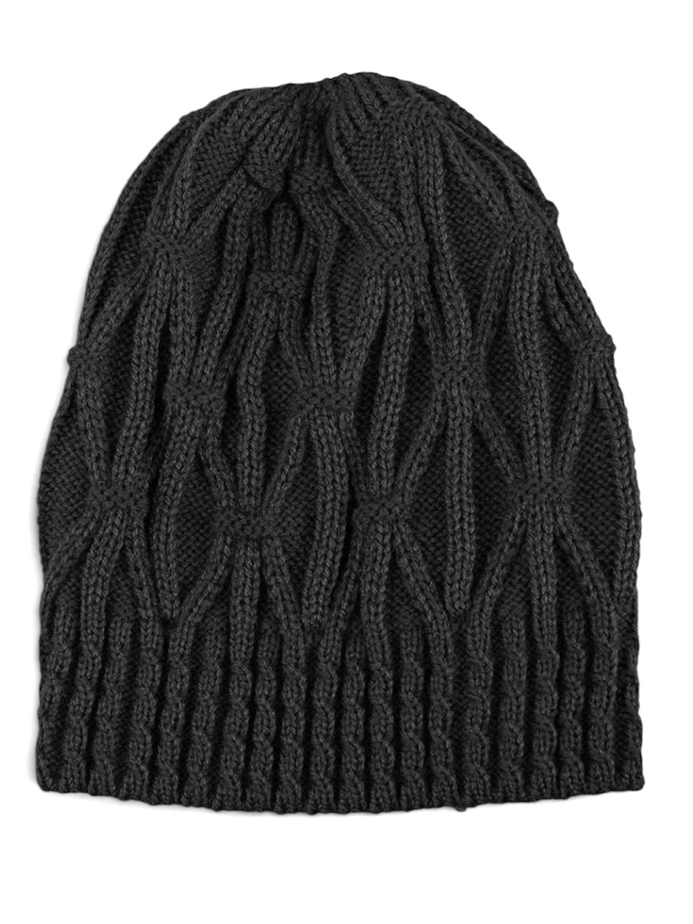 Black Cable Knit Beanie Hat - Picture 2 of 3